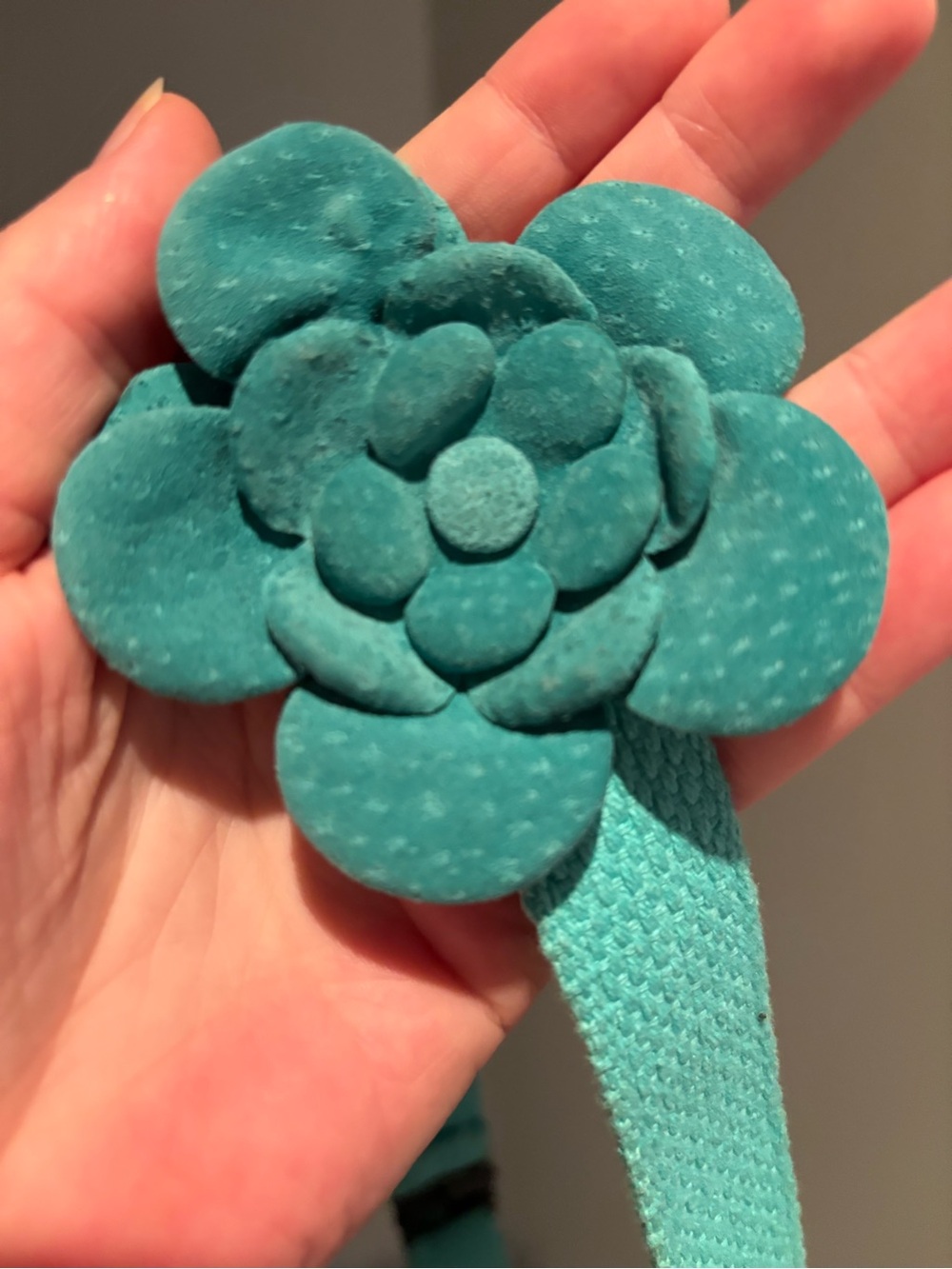 Floral Accent Women’s Belt in Teal purchased from a vintage boutique in Montreal